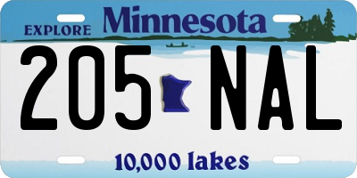 MN license plate 205NAL