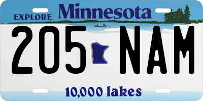 MN license plate 205NAM