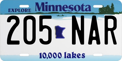 MN license plate 205NAR