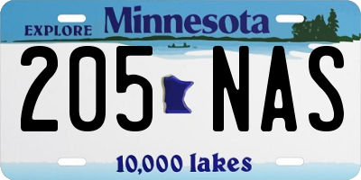 MN license plate 205NAS