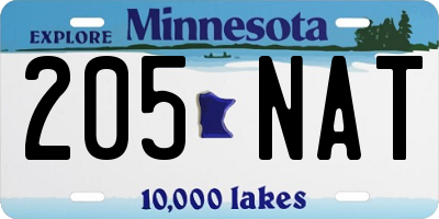 MN license plate 205NAT