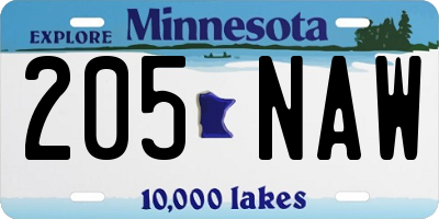 MN license plate 205NAW
