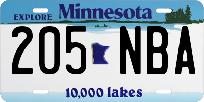 MN license plate 205NBA
