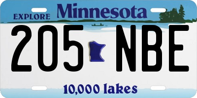 MN license plate 205NBE