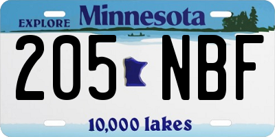 MN license plate 205NBF