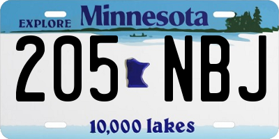 MN license plate 205NBJ