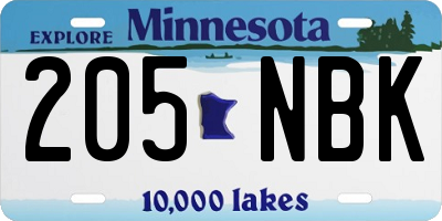MN license plate 205NBK