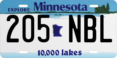 MN license plate 205NBL