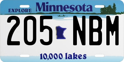 MN license plate 205NBM