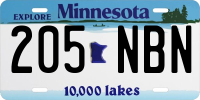 MN license plate 205NBN