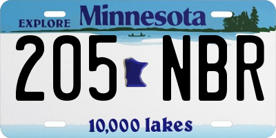 MN license plate 205NBR