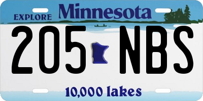 MN license plate 205NBS
