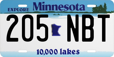 MN license plate 205NBT