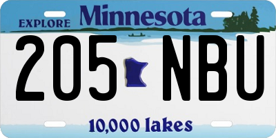 MN license plate 205NBU