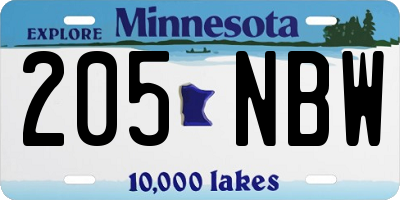 MN license plate 205NBW