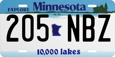 MN license plate 205NBZ