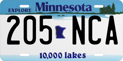 MN license plate 205NCA