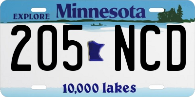 MN license plate 205NCD