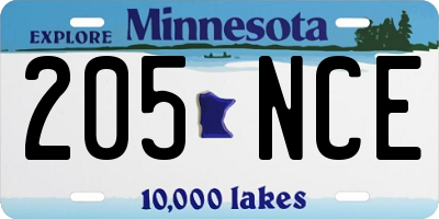 MN license plate 205NCE