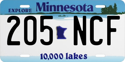 MN license plate 205NCF