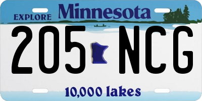 MN license plate 205NCG