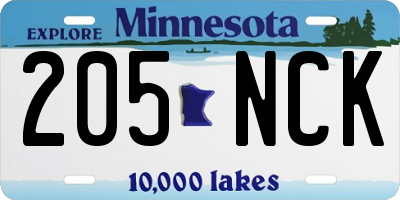 MN license plate 205NCK