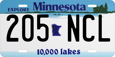 MN license plate 205NCL