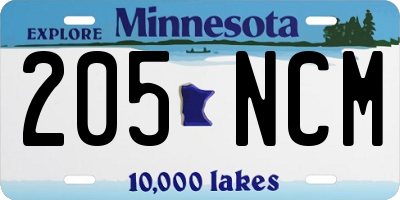 MN license plate 205NCM