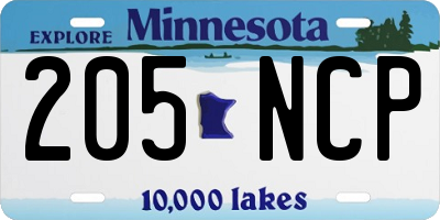 MN license plate 205NCP