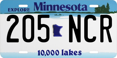 MN license plate 205NCR