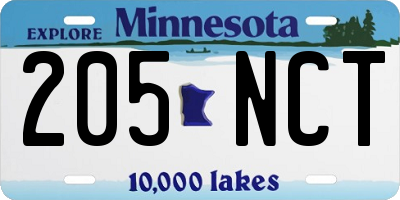 MN license plate 205NCT