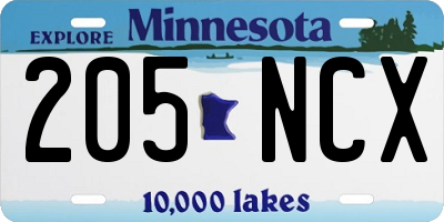 MN license plate 205NCX