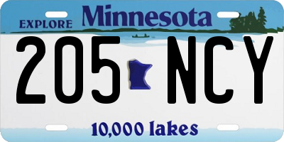 MN license plate 205NCY