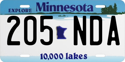 MN license plate 205NDA