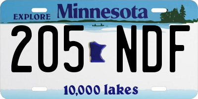 MN license plate 205NDF