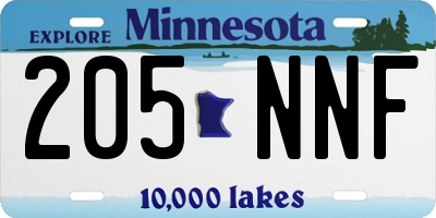 MN license plate 205NNF