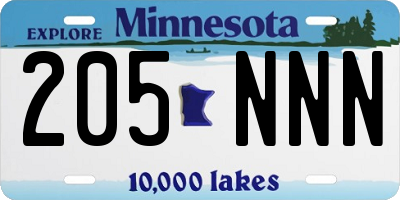MN license plate 205NNN