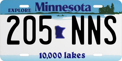 MN license plate 205NNS