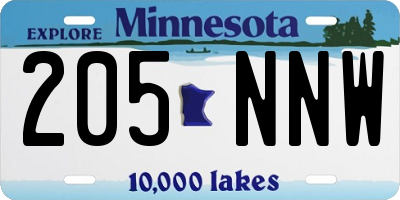 MN license plate 205NNW