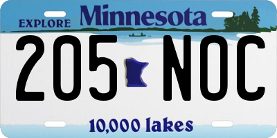 MN license plate 205NOC