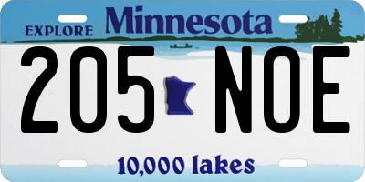 MN license plate 205NOE