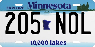 MN license plate 205NOL