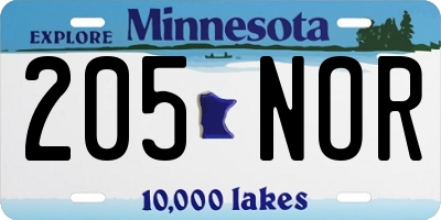 MN license plate 205NOR