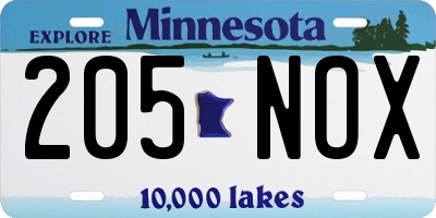 MN license plate 205NOX
