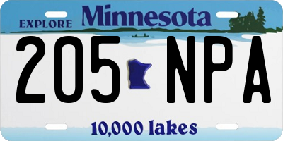 MN license plate 205NPA