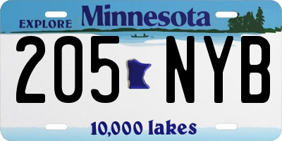 MN license plate 205NYB
