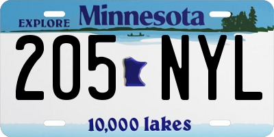 MN license plate 205NYL