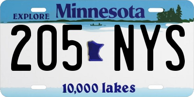 MN license plate 205NYS