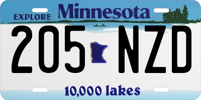 MN license plate 205NZD