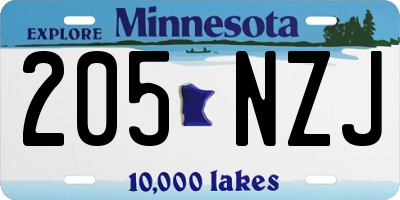 MN license plate 205NZJ